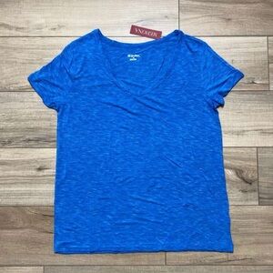 Merona Women's V-Neck Short Sleeve Rayon Shirt Size XL Blue Heather